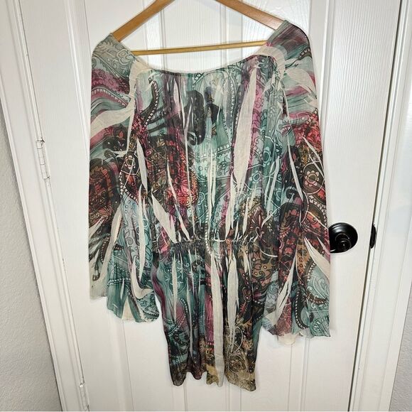 Y2K Mushka By Sienna Rose Multicolor Pleated Burnout Tunic Caftan Fairy Ethereal - Picture 3 of 8